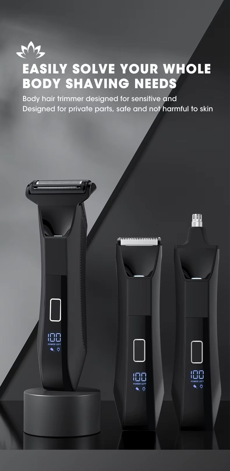 3-in-1 Waterproof Body Groomer
