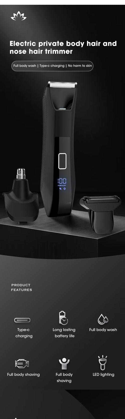 3-in-1 Waterproof Body Groomer